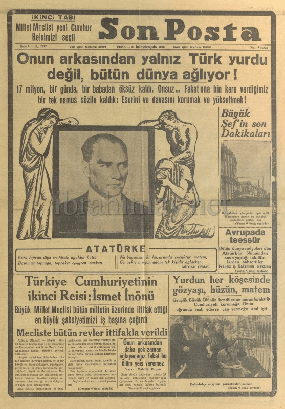11 İkinciteşrin 1938 Son Posta Gazetesi