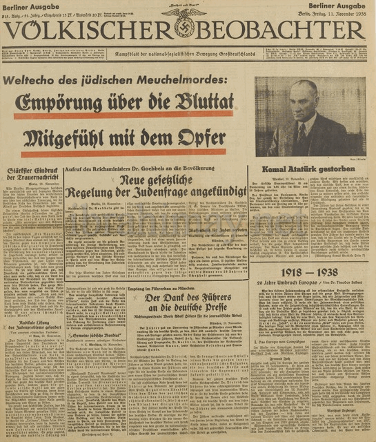 11 November 1938 Volkischer Beobachter